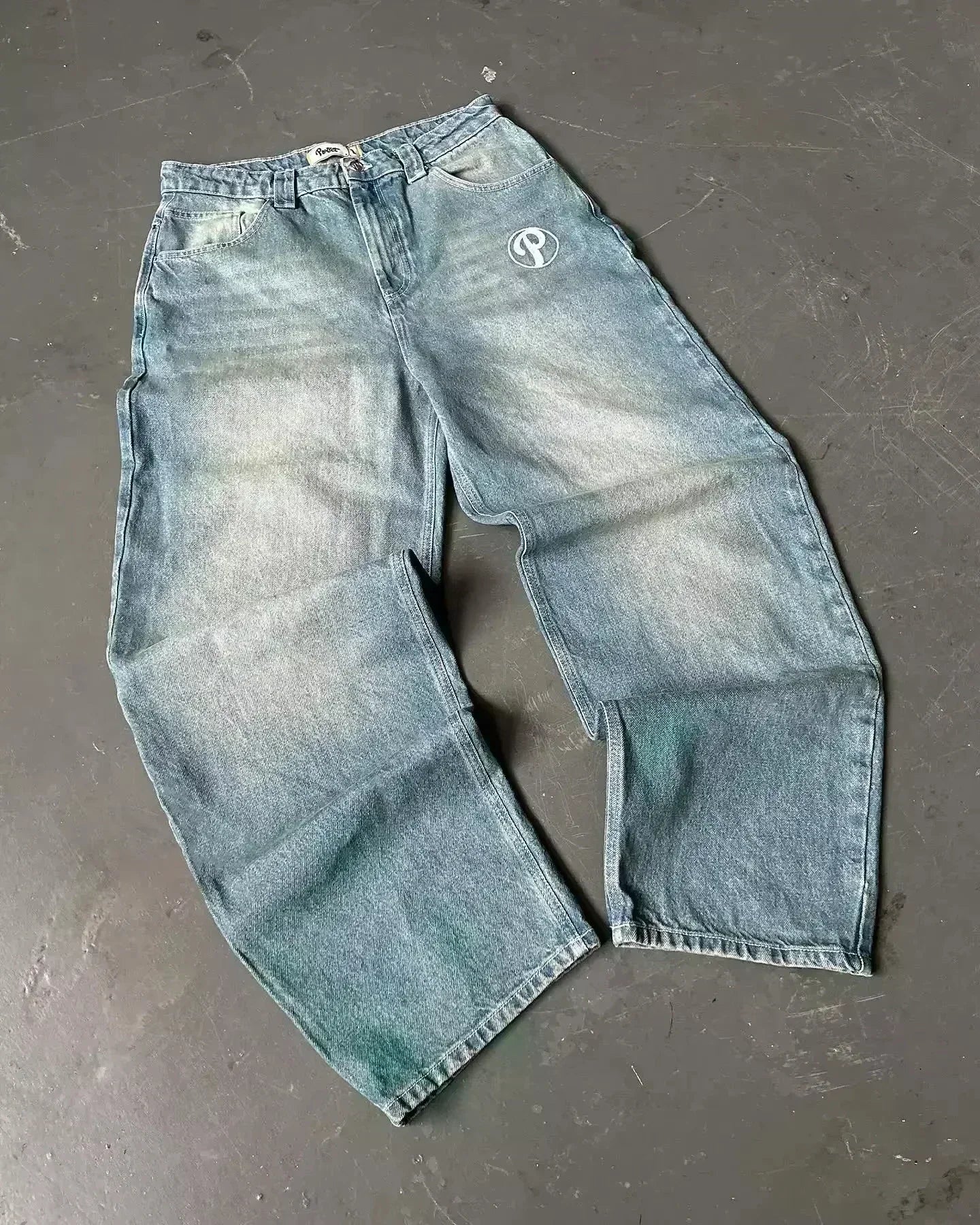 American Fashion Hip Hop Joker Loose Jeans Women Street Y2K New Casual Punk Rock Oversized Wide-leg Pants Unisex Mopping Jeans