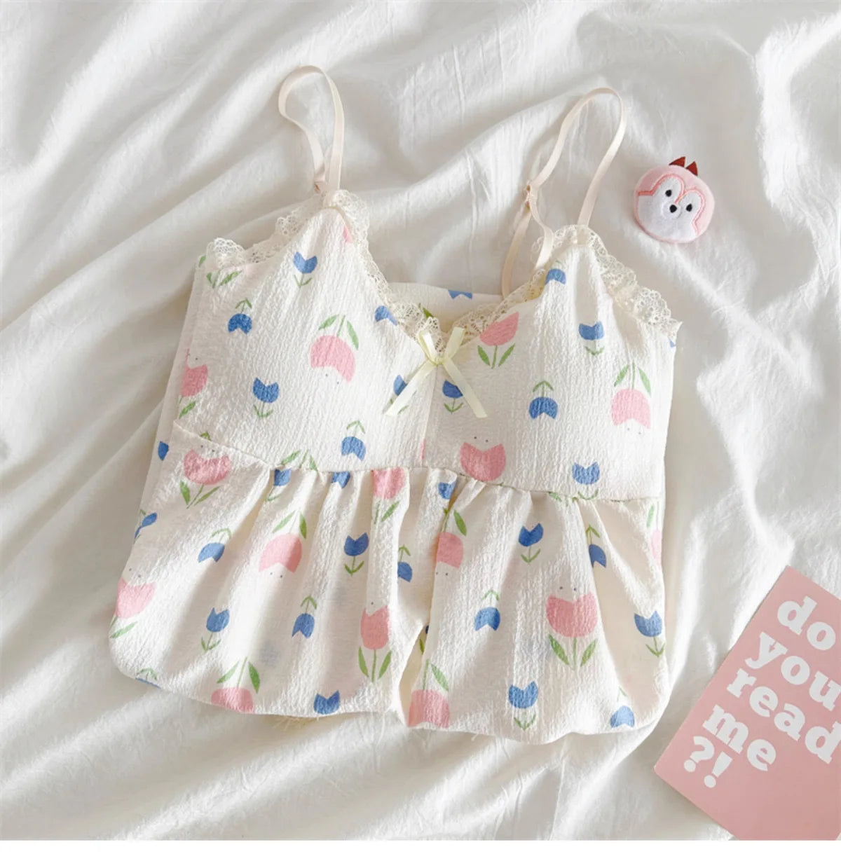 With Chest Cushion Halter Nightgown Female Summer Floral Breathable Thin Section of the Princess Style Loose Knee-Length Pajamas