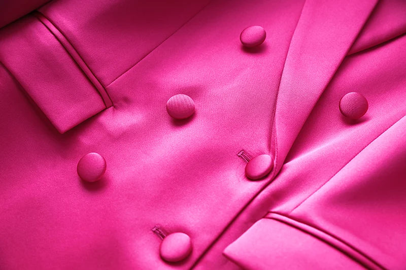 Smooth Satin Fabric Fusicha 3PCS Blazer Suit Fashion Elegant Street Mini Skirt Women Quality Clothing