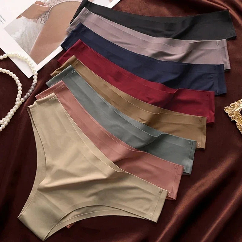 Seamless Panties Women Sexy Underwear Ice Silk Underpants Low Waist G-string Female Soft Solid Ultra-thin Briefs Трусы Женские