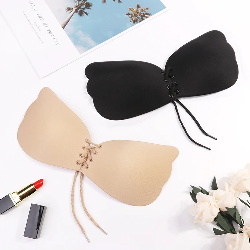 Women's Self Adhesive Strapless Bandage Blackless Solid Bras For Women Sticky Silicone Push Up Invisible Lady Lingeries Sexy Bra
