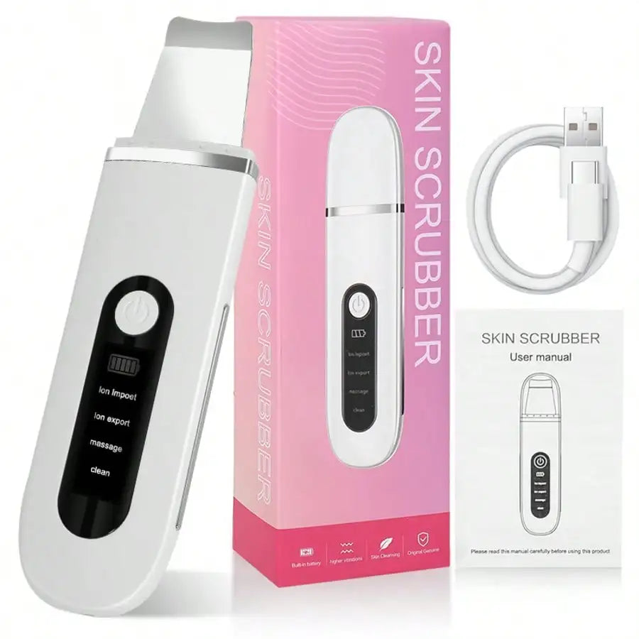 Ultrasonic Skin Cleaning Tool - USB Rechargeable, Vibrating Facial Blackhead Remover, Spatula Exfoliating Beauty Tool, Affordable Skincare Equipment, 4 Modes, The Perfect Tool For Removing Blackheads