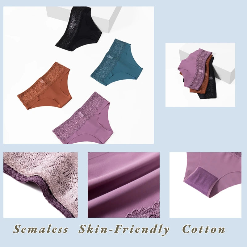 Women's Panties Sexy Lace Seamless Female Underwear for Women Solid Elasticity Sports Lingerie Perpective Briefs Soft Underpants