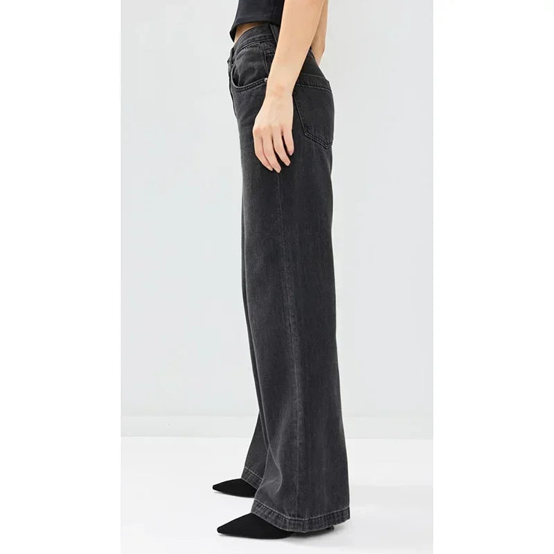 Women High Waist Straight Leg Jeans Female Comfortable Stretch Basic Denim Pants Woman Classic Cheap Black Gray White Trousers