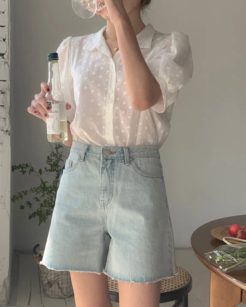 Shirts Women short sleeve V-Neck blouse shirts and tops  Korean Style Womens Clothing Elegant Leisure Chiffon blouses