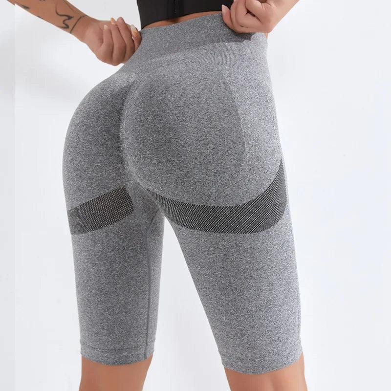 Sports High Waist Shorts Seamless Fitness Yoga Shorts High Elastic Slim Gym Trainning Leggings Hip Liftting Knit Leggings