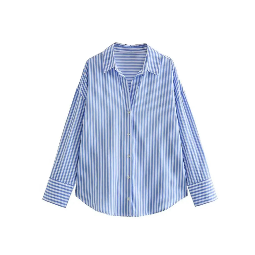 Oversized Poplin Shirts for Women, Long Sleeve, Button-up, Loose Female Blouses, Chic Tops, Fashion