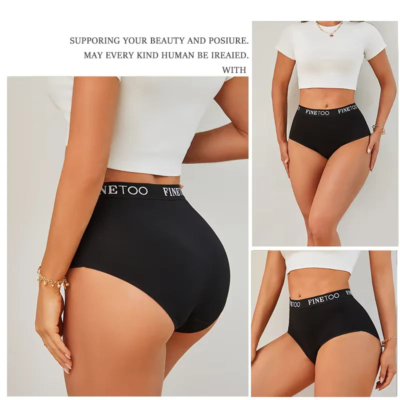 Finetoo 6Pcs/Set Women Cotton Seamless Briefs Women Plus Size Panties Breathable Underwear Female High Waist Soft Lingerie S-XXL