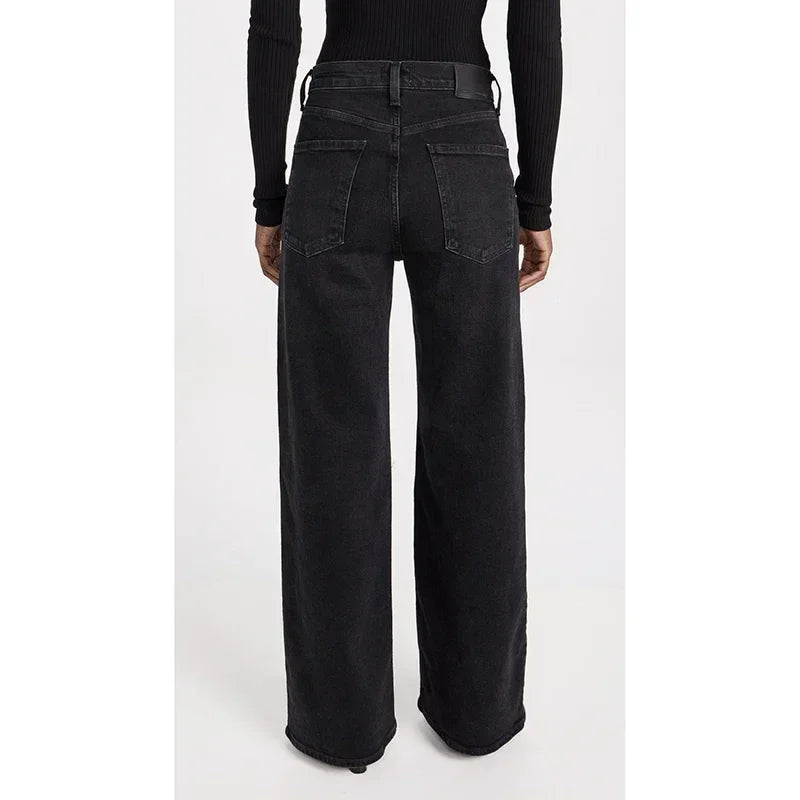 Women High Waist Straight Leg Jeans Female Comfortable Stretch Basic Denim Pants Woman Classic Cheap Black Gray White Trousers