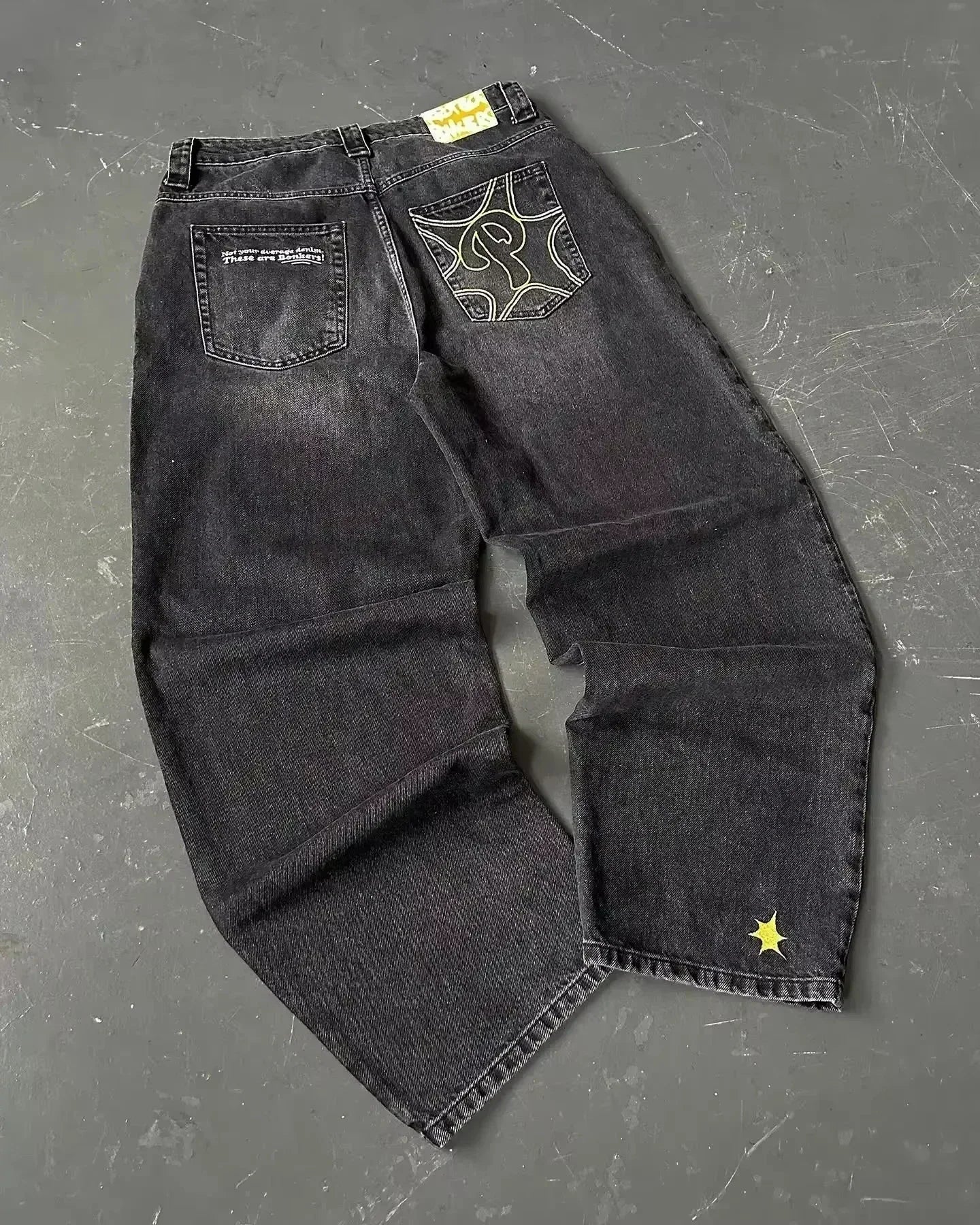 American Fashion Hip Hop Joker Loose Jeans Women Street Y2K New Casual Punk Rock Oversized Wide-leg Pants Unisex Mopping Jeans
