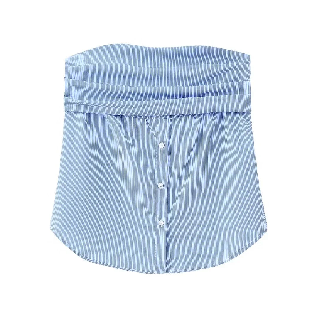 Women Lady Strapless Tube Corset Side Tops Solid Vintage Off Shoulder 2023 Women's Sexy Slim Backless Poplin Bustiers Top
