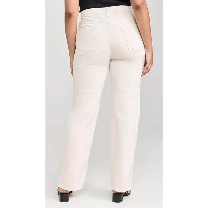 Women High Waist Straight Leg Jeans Female Comfortable Stretch Basic Denim Pants Woman Classic Cheap Black Gray White Trousers