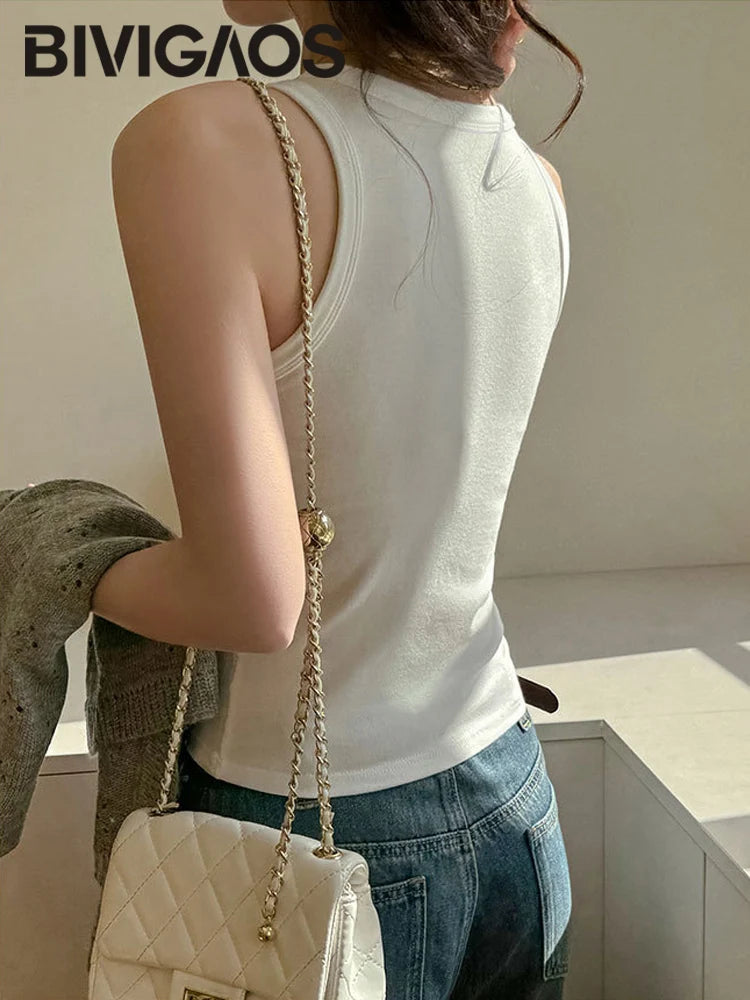BIVIGAOS Summer New Hot Girl Tight Fitting Vest Women's Modal High Elastic Sexy Tank Top Casual Fashion Vest Sleeveless T Shirt
