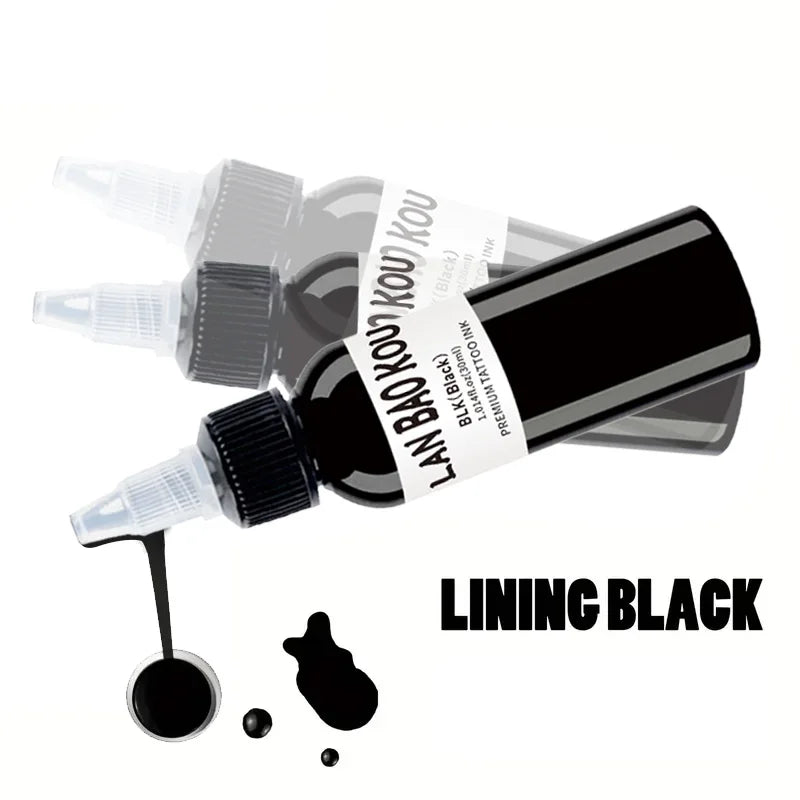 2pcs 30ml black Tattoo Ink Pigment with  BodyArt Tattoo Kits Professional Beauty Paints Makeup Tattoo Supplies Semi-permanent