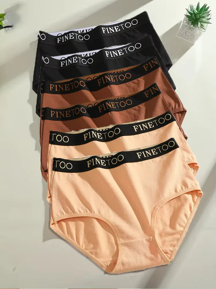 Finetoo 6Pcs/Set Women Cotton Seamless Briefs Women Plus Size Panties Breathable Underwear Female High Waist Soft Lingerie S-XXL