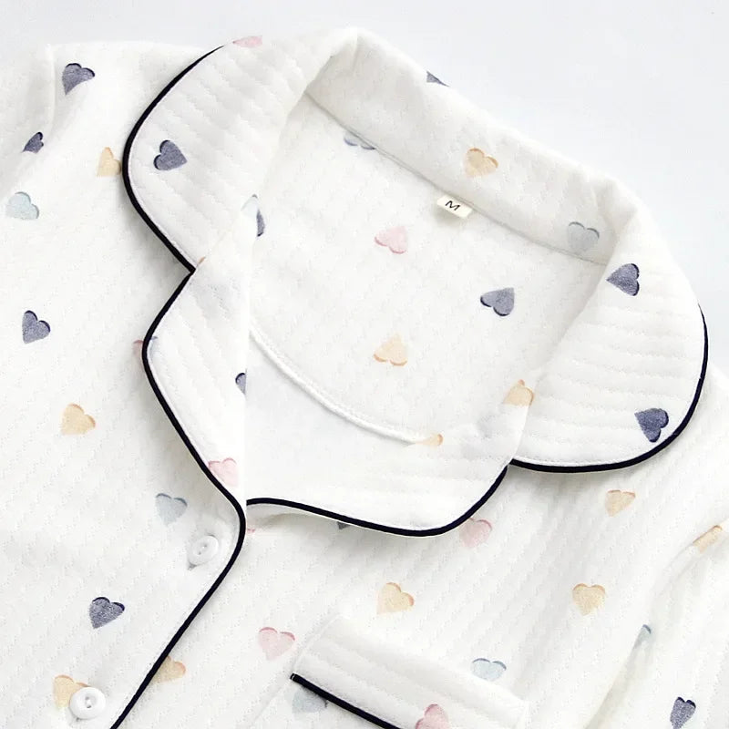 Japanese ladies pajamas set 2026 new autumn and winter air cotton layer thickening long-sleeved cute home clothes pure cotton
