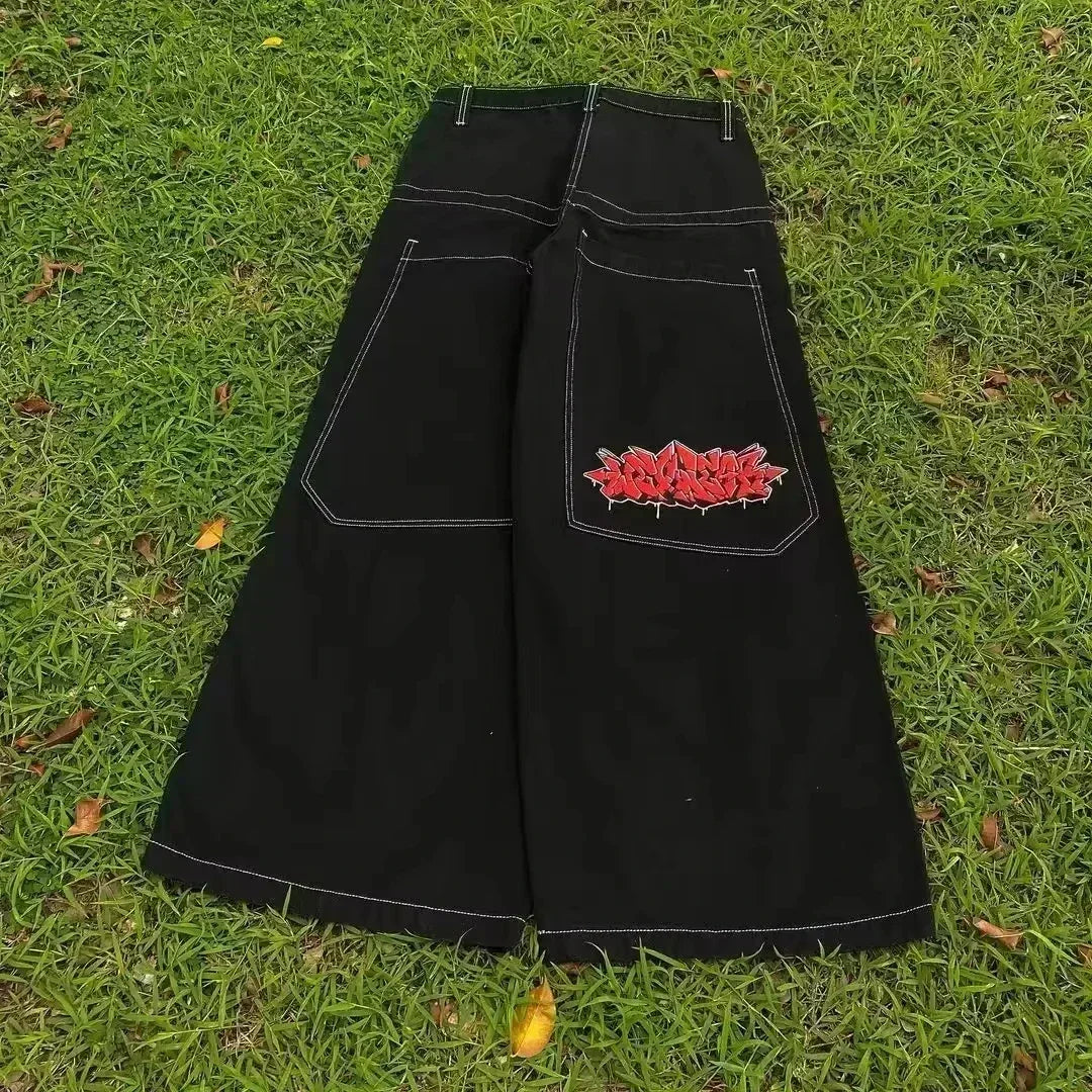 American Street Fashion Trend Big Pocket Loose Jeans Women Harajuku Y2K New Hip Hop Vintage Oversized Jeans Unisex Mopping Jeans