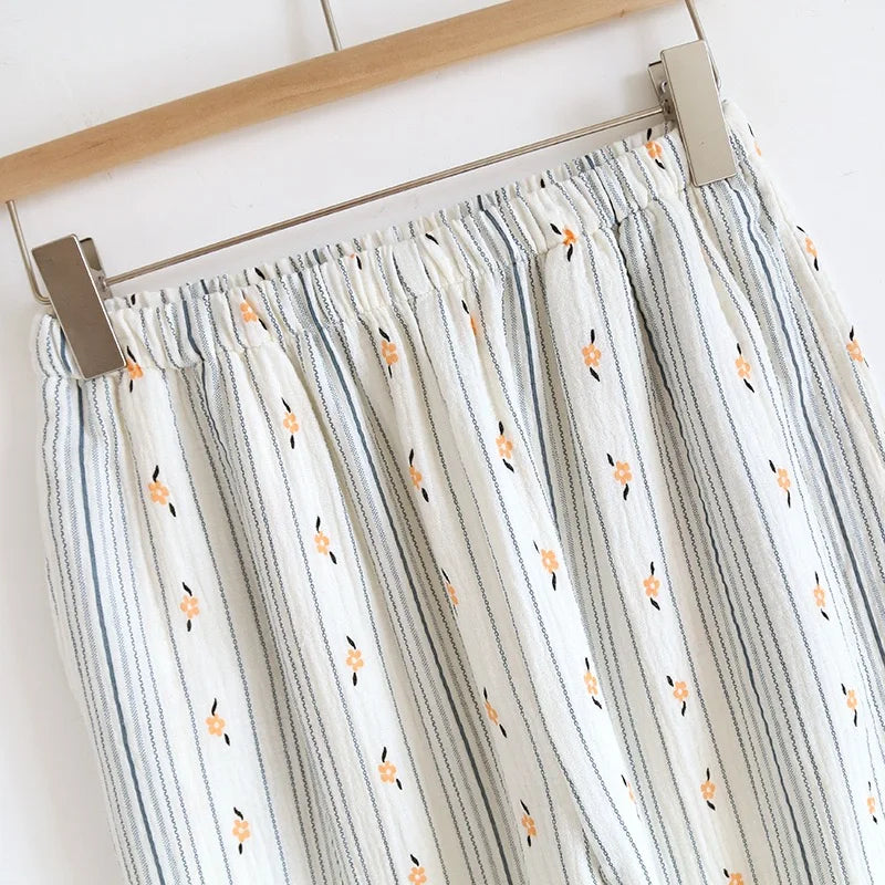100% Cotton Gauze Women Pajamas 2025 New Spring/Autumn Sleepwear Female 2 Piece Set Nightwear Lady Pyjamas Loungewear