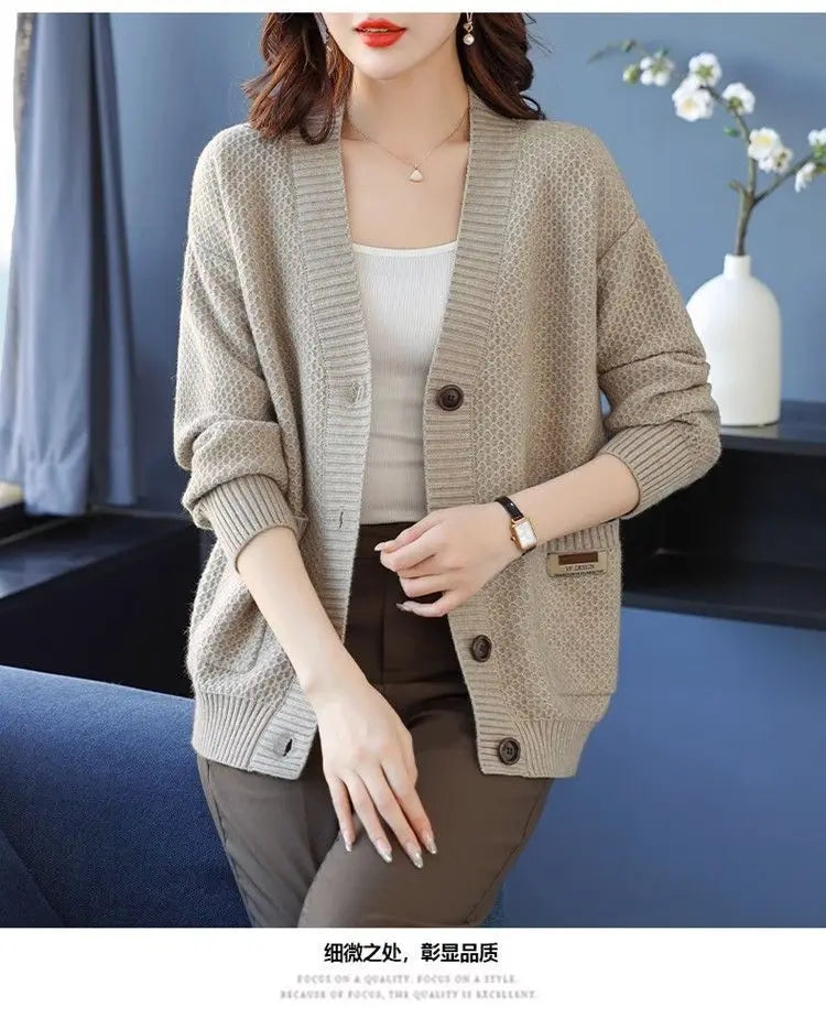 Fashion Fall Winter Clothes Woman Knitwear Top Buttons Long Sleeve Jacket For Women Sweater Tops Casual Ladies Cardigan Coat