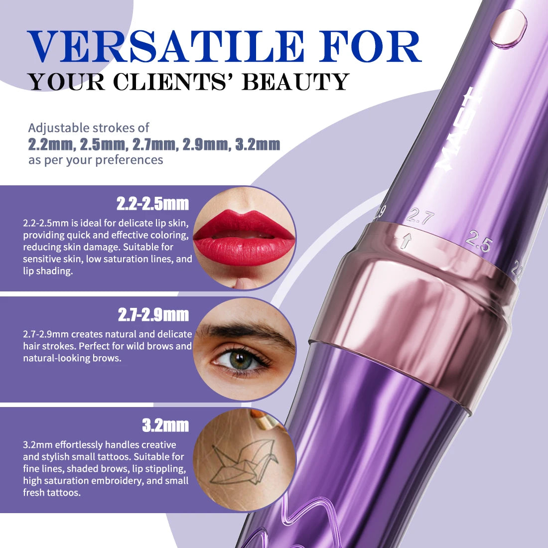 Mast P60 Permanent Makeup Tattoo Machine 5 Adjustable Strokes LED Digital Display Lightweight Design for Eyebrows Eyeliner Lip
