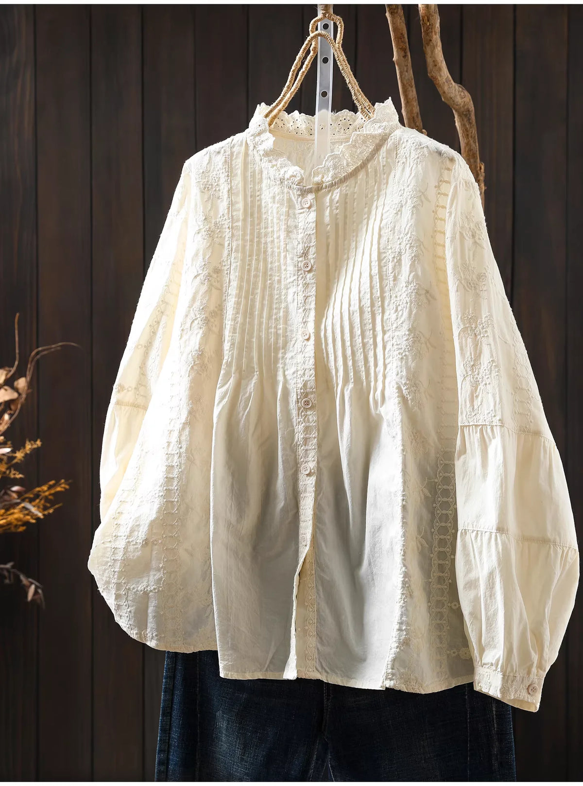 Fall clothes 2026 women cotton fine elegant blouses for women boho long sleeve lace embroider white blouses for lady tops