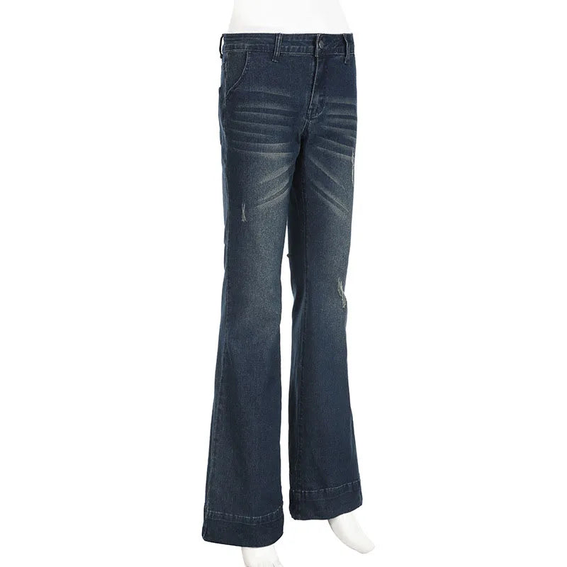 Sexy Low-Waisted Skinny Jeans Women Vintage Americana Y2K Denim Flares Pants Female Streetwear Slim-Fitting 2000S Jean Trousers