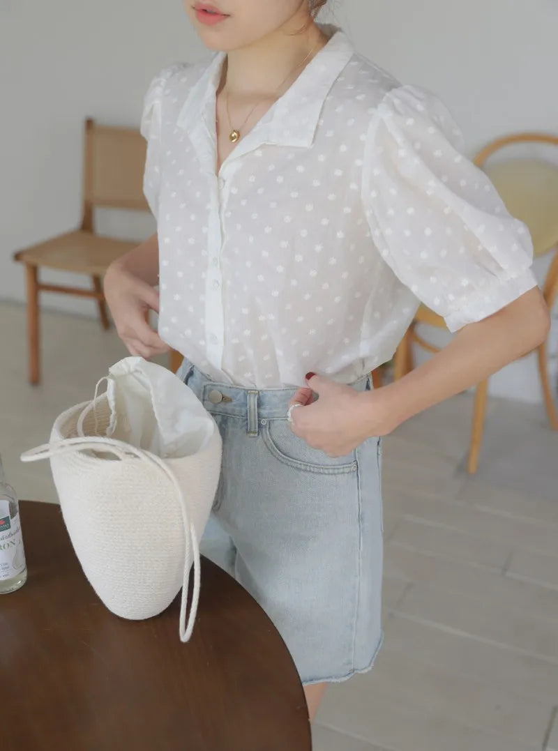 Shirts Women short sleeve V-Neck blouse shirts and tops  Korean Style Womens Clothing Elegant Leisure Chiffon blouses