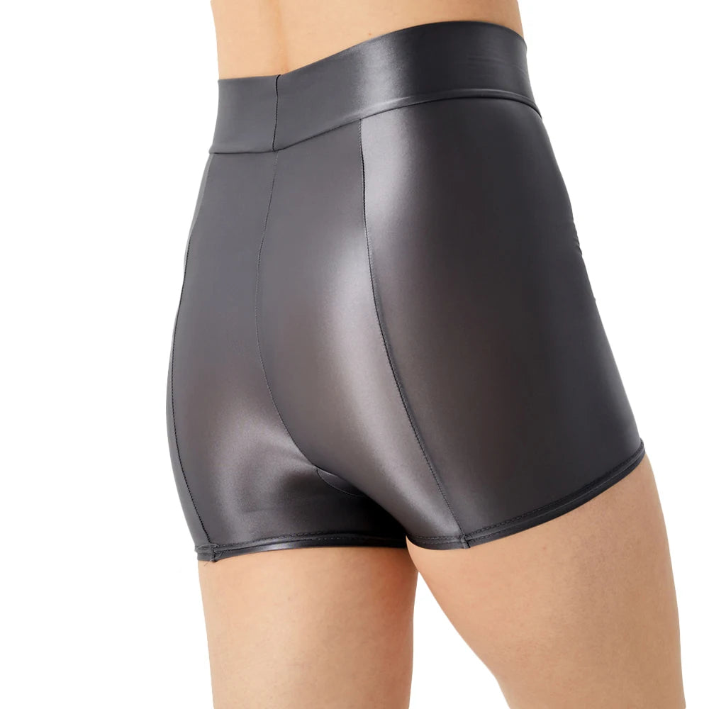 Sexy Women Stain Smooth Yoga Elasitc Shorts Oil Glossy Shiny Tight Casual Beachwear Fitness Short Safety Underwear
