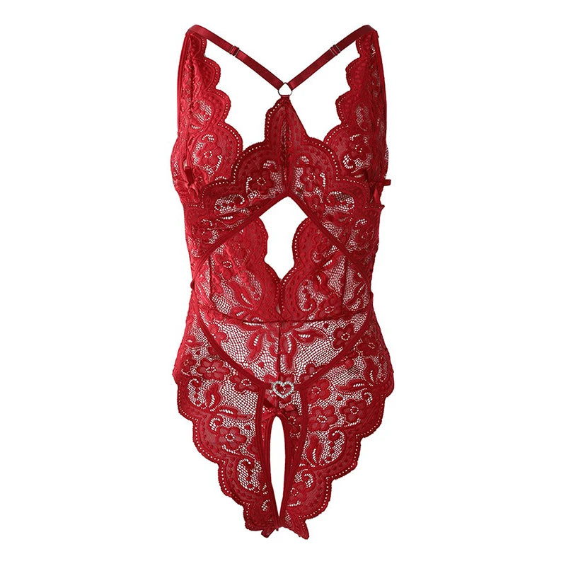 Summer Sexy Backless Slim Mini Dresses For Women Lace Crotchless Teddy Baby Doll Dress Y2k Clothes Deep V Bodycon Party Sundress