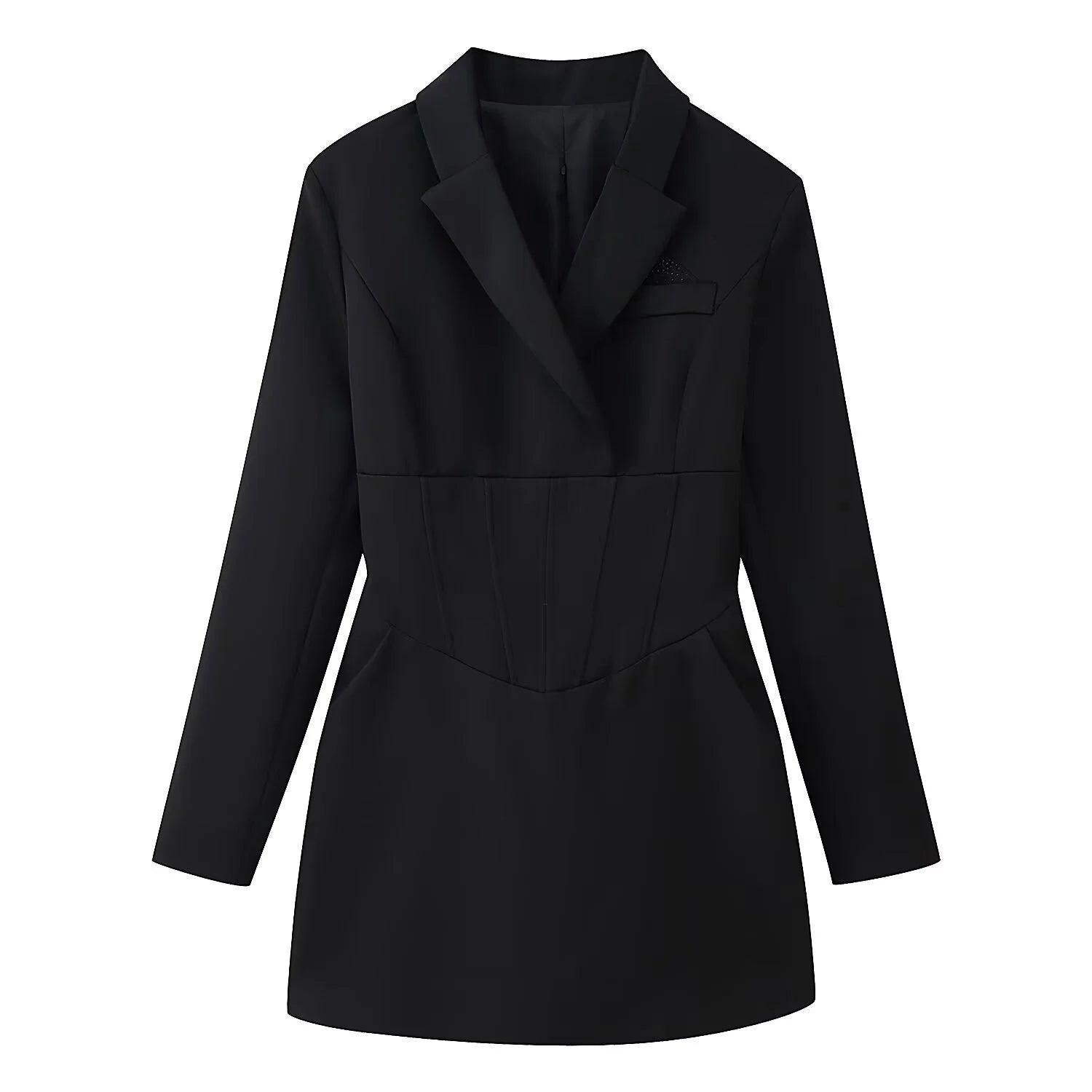 Women Waist-Cinching Blazer Mini Dress Spring Autumn Female Chic Long Sleeve Back Lace-Up Dress Sexy Lady OL Short Elegant Dress