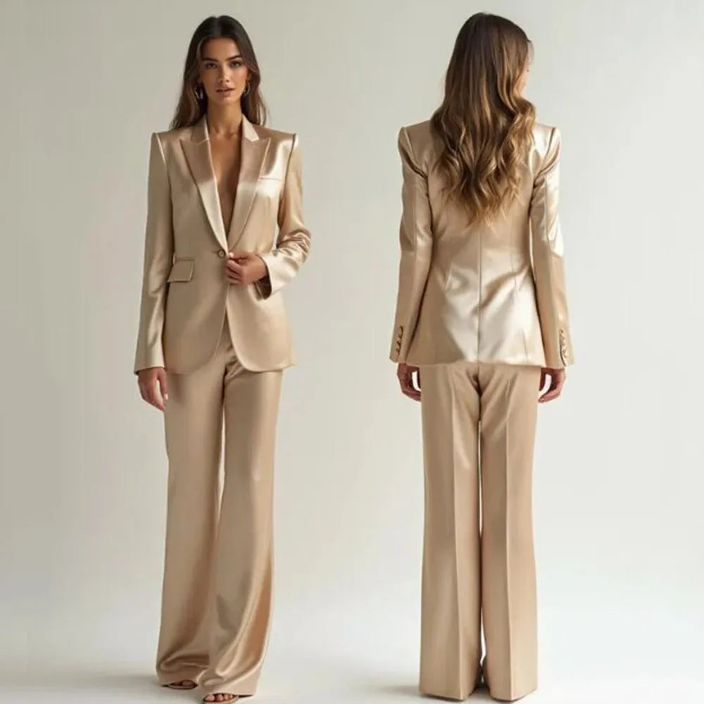 Luxury High Quality Women 's Suit One Button 2 Piece Jacket Pants Female Clothing Slim Fit Smart Office Banquet Lady Blazer Set