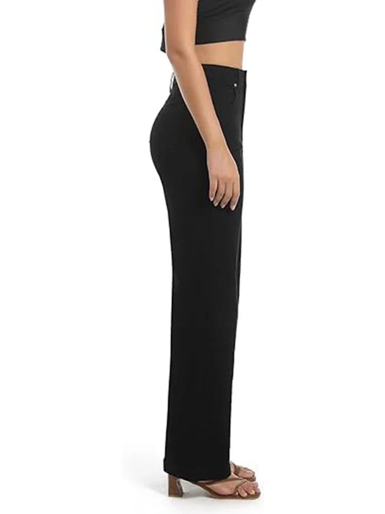 Women High Waist Straight Leg Jeans Female Comfortable Stretch Basic Denim Pants Woman Classic Cheap Black Gray White Trousers