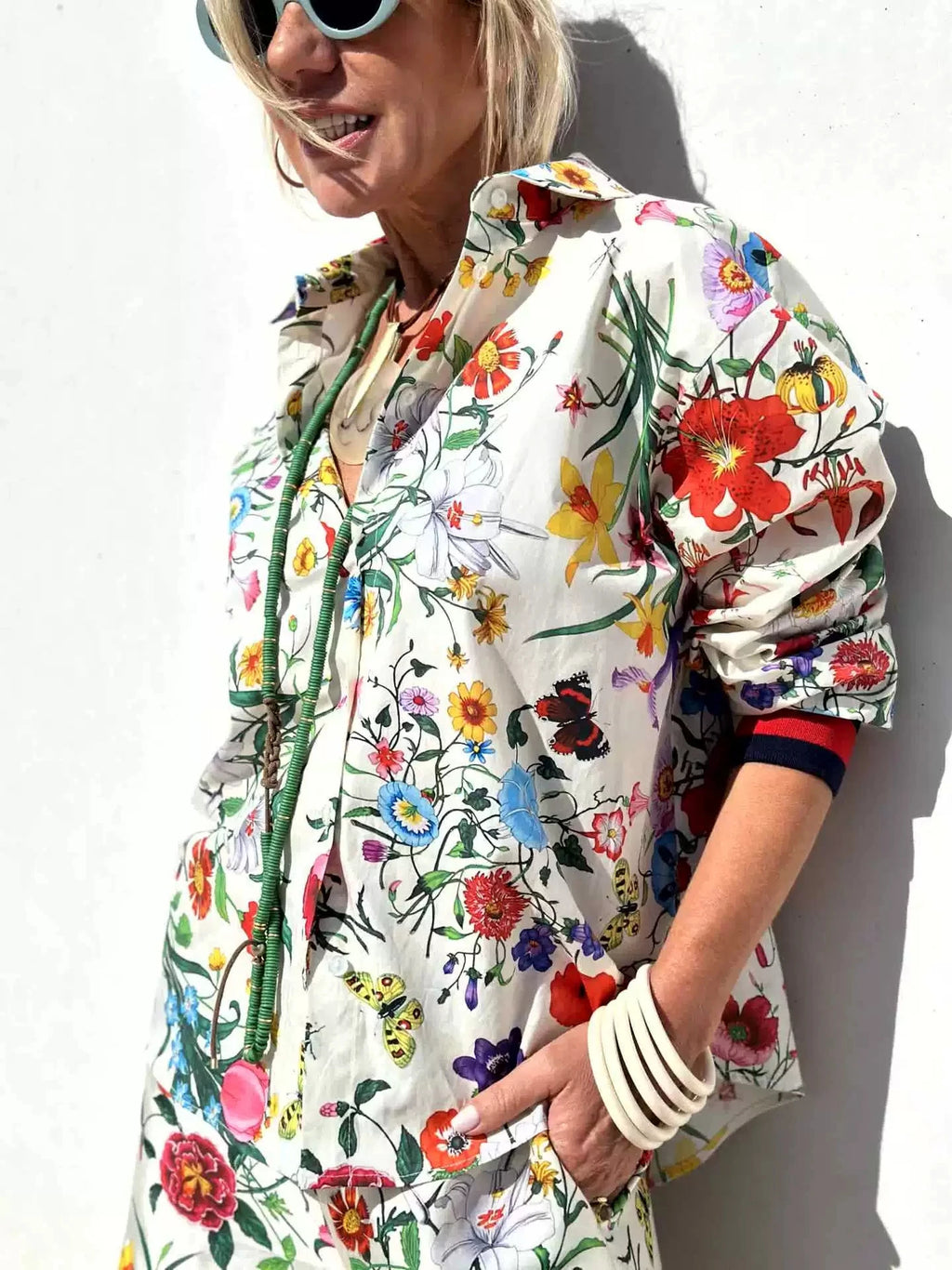 Women's Fall Casual Outfits Floral Print Long Sleeve Button Down Lapel Shirt With Elastic Waist Wide Leg Pants Sets Streetwear