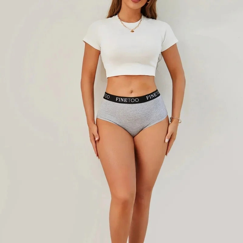 Finetoo 6Pcs/Set Women Cotton Seamless Briefs Women Plus Size Panties Breathable Underwear Female High Waist Soft Lingerie S-XXL