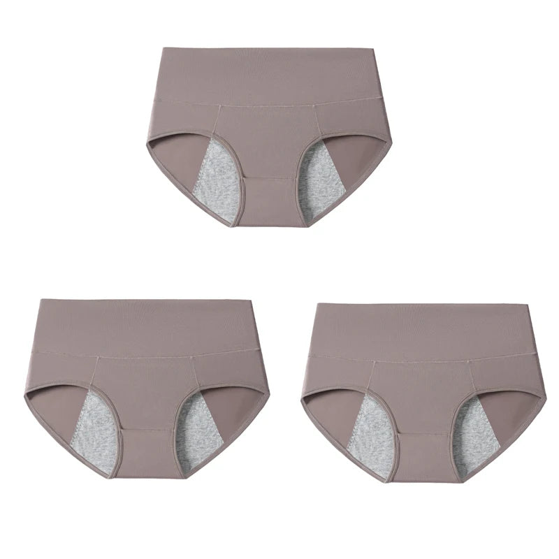 3Pcs High Waist Women's Panties Leak Proof Menstrual Pants Widen Period Underwear Cotton Physiological Plus Size Female Briefs
