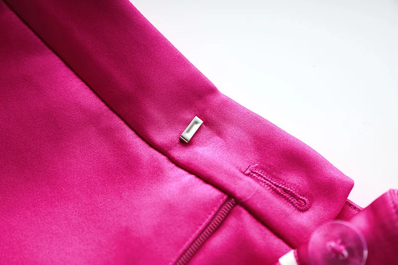 Smooth Satin Fabric Fusicha 3PCS Blazer Suit Fashion Elegant Street Mini Skirt Women Quality Clothing