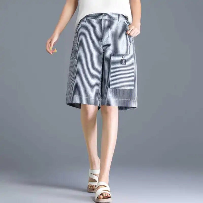 Striped Jeans Women's New Style Spring and Autumn Korean Style Women's Pants Straight Loose Trousers Wide-leg Pants for Women