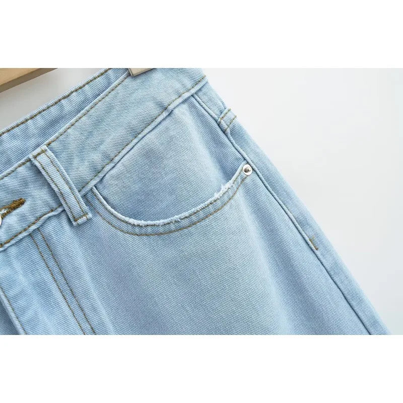 Women's Denim Pants Baggy Jeans Y2k Vintage Flared Wide New Low Waist Rise Oversize Pant Harajuku Fashion Woman Trousers