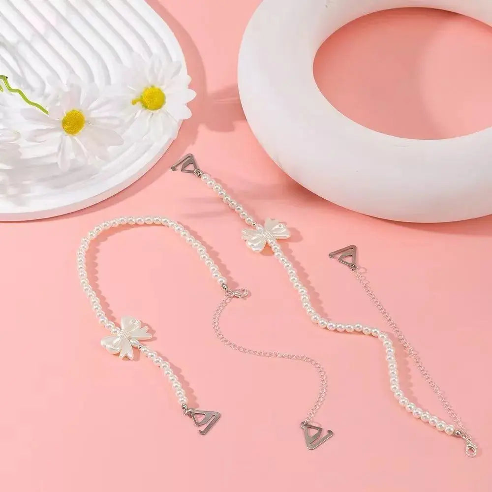 1 Pair New Bow Pearl Underwear Straps Adjustable Removable Bra Straps Replacement Shoulder Belts Women