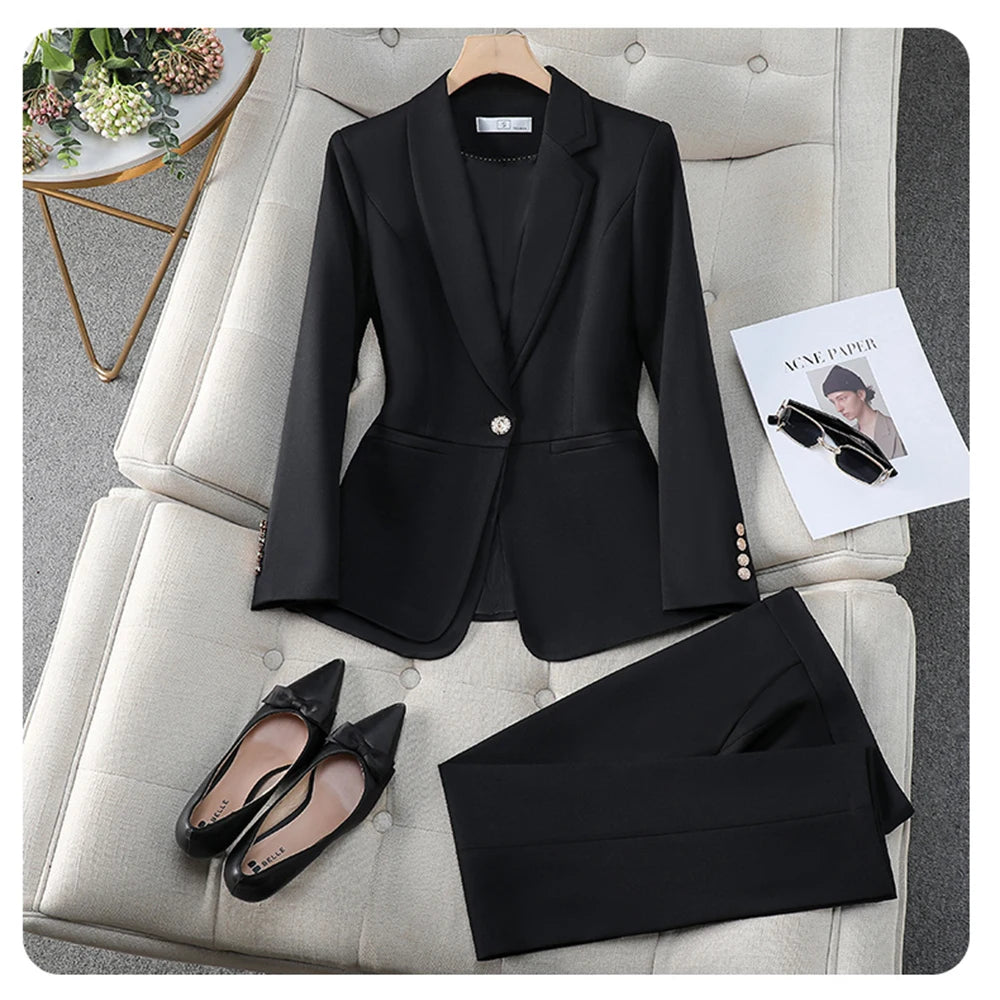 ZJYT Clearance Blazers for Woman New Outerwear Women's jackets Coat Elegant Suits Femme Formal Clothes Autumn Office Wear Blue