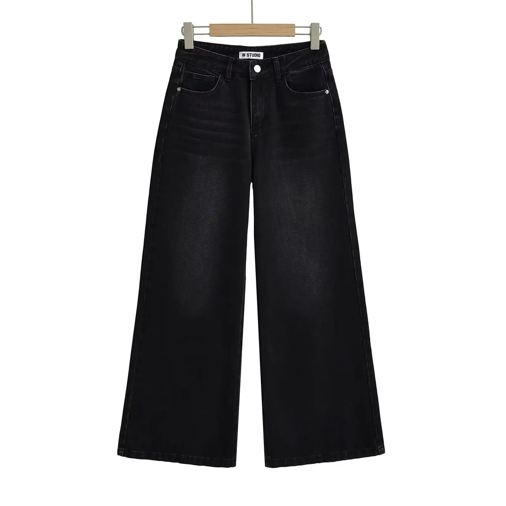 Women's Denim Pants Baggy Jeans Y2k Vintage Flared Wide New Low Waist Rise Oversize Pant Harajuku Fashion Woman Trousers