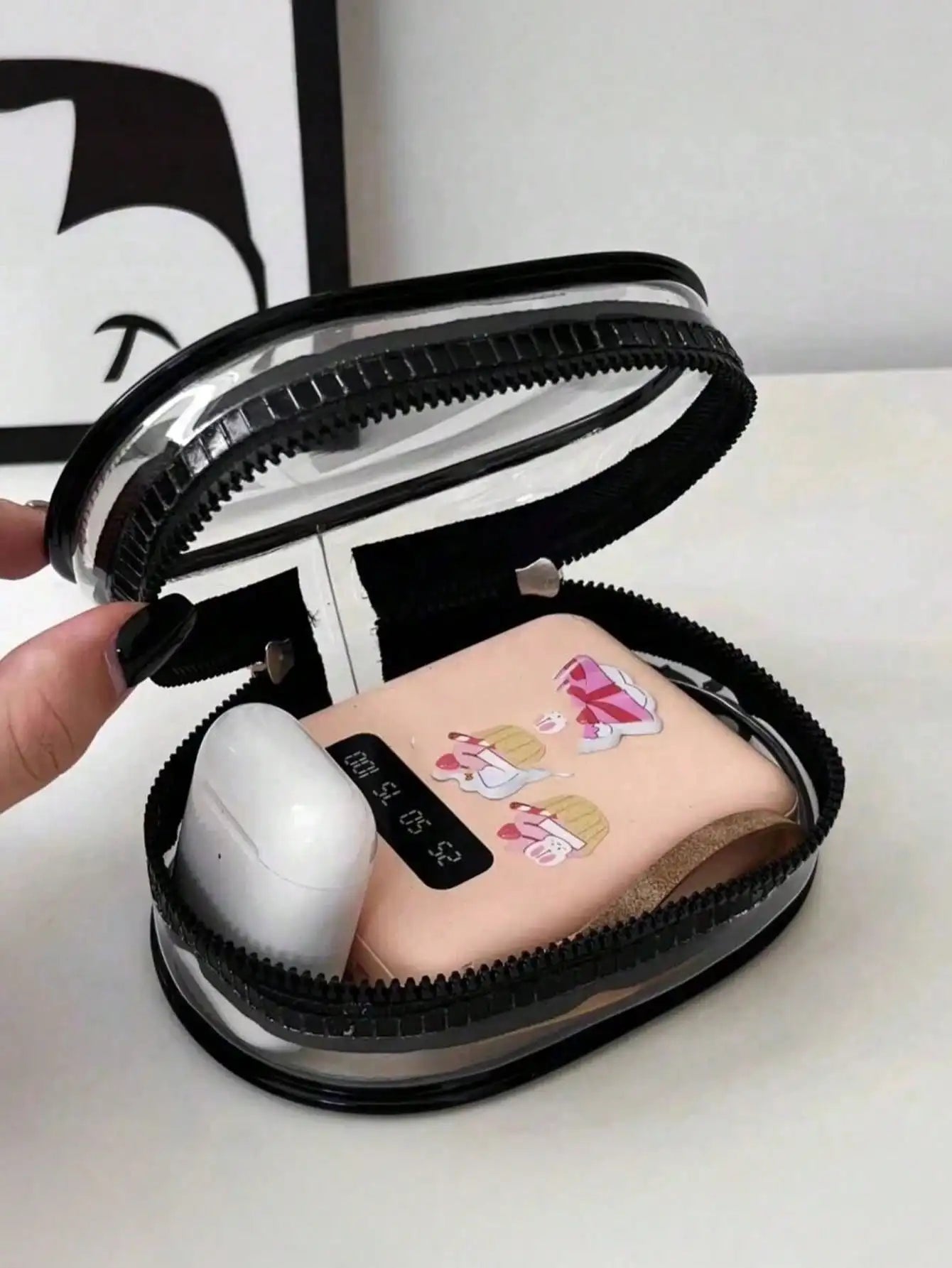 Portable Mini Transparent Zipper Storage Bag, Compact Multi-Functional Pouch, Earphone And Charger Organizer With Keychain, Transparent Travel Accessory, Can Be Used As Travel Organizer, Cosmetic Bag, Makeup Bag, Travel Toile