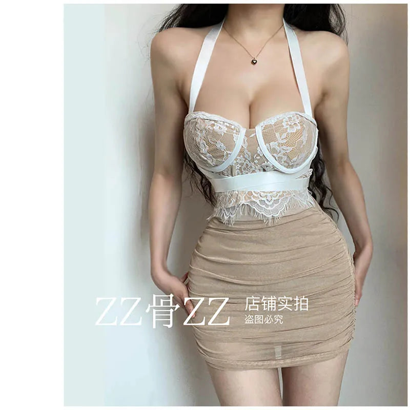 2024 New Skorts Summer New Style Street Sexy Solid Color Mesh Pleated Slim High Waisted Skirt Fashion Sweet Mesh  AWH9