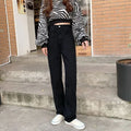 Loose Straight Leg Jeans, Korean Version of Women's Autumn Water Washing High-waisted Wide-leg Pants, Casual Floor-length Jeans