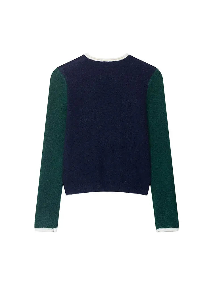 TFAFXY Women's 2025 Autunm Patchwork Knit Sweater Blend Fashion Ladies Loose Knitwear Pullover Top ﻿