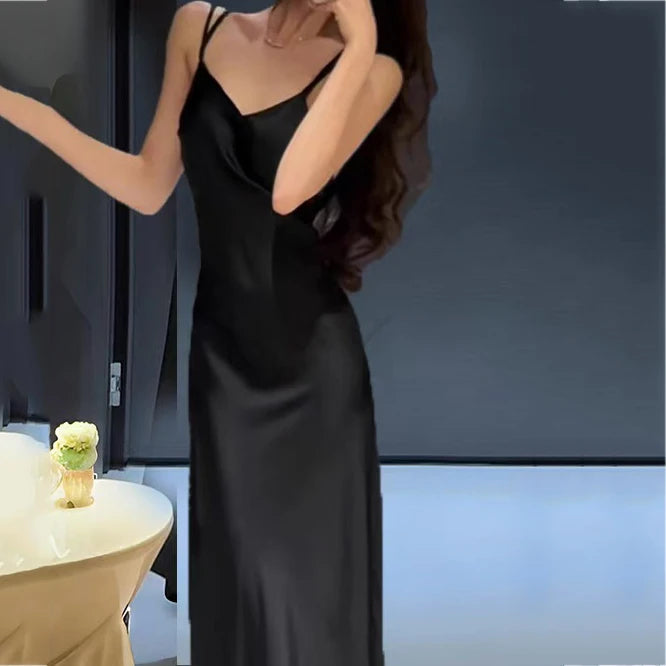 New Female 2PCS Long Robe Nightgown Sleepwear Set Backless Suspender Nightdress Lingerie Elegant SEXY Home Dress Loungewear