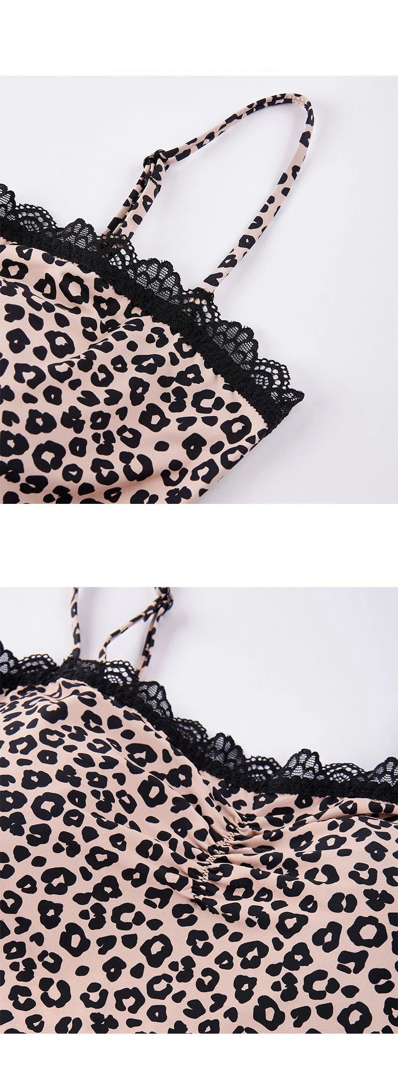 Logirlve Sexy Lace Patchwork Camisoles Backless Retro Leopard Print Halter Top Women's Summer New Sleeveless Outerwear Set