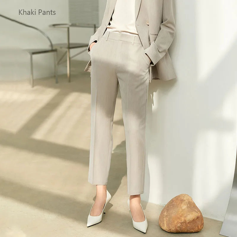 Amii Minimalism Autumn Office Lady Blazer Women Jacket Lace V-neck Tank Tops High Waist Pants Separately Female Blazers 12060909