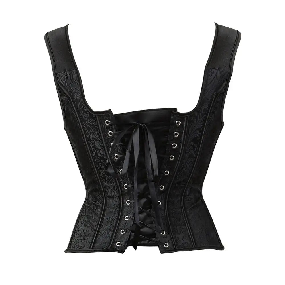 Women's Corsets Flower Embroidery Corset Vintage Strap Bustier Jacquard Zip Corsage Push Up Korsett Lace Bustiers Party Costume