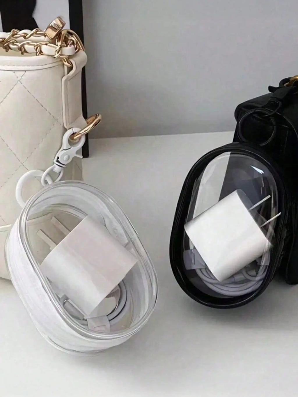 Portable Mini Transparent Zipper Storage Bag, Compact Multi-Functional Pouch, Earphone And Charger Organizer With Keychain, Transparent Travel Accessory, Can Be Used As Travel Organizer, Cosmetic Bag, Makeup Bag, Travel Toile